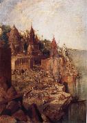 The Burning Ghat Benares,as Seen From the City George Landseer